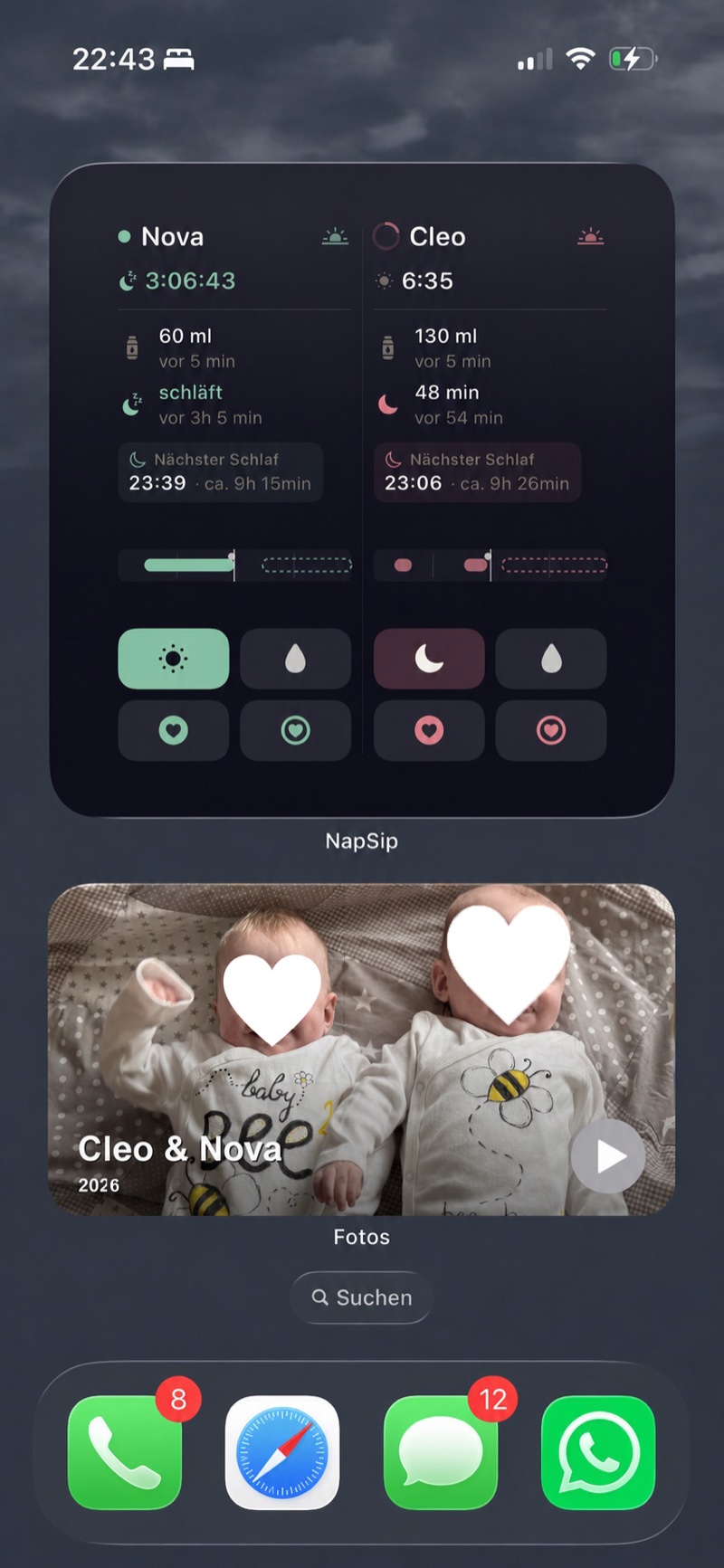 NapSip Home Screen Widget — Trinken und Schlaf direkt eintragen